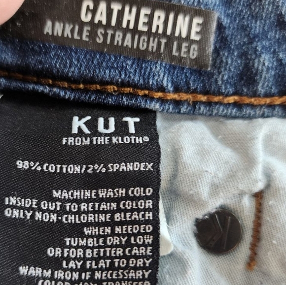 KUT Catherine Ankle Straight Jeans Sz 4 Dark Wash Raw Hem - Picture 9 of 12